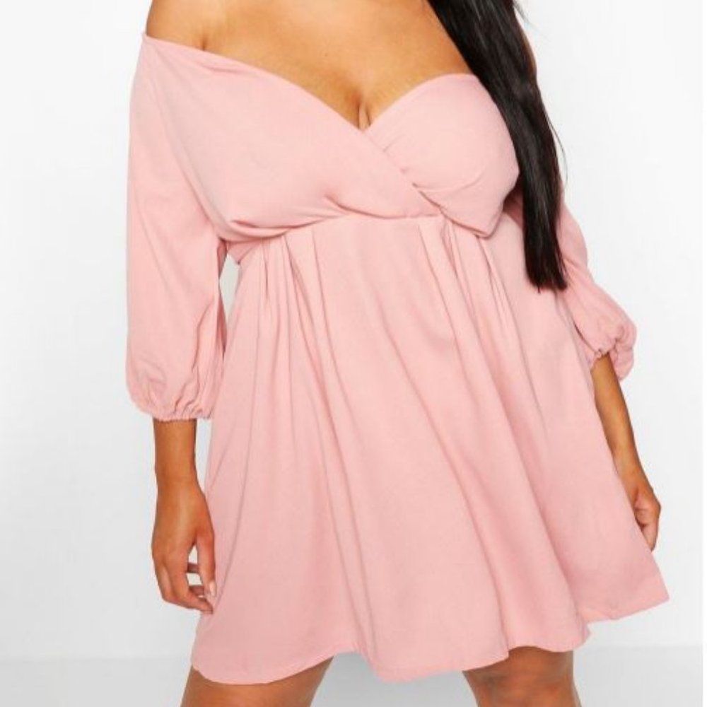 NWT BOOHOO Plus Off Shoulder Skater Dress